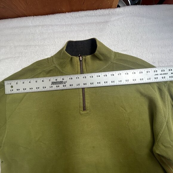 Tommy Bahama Men Reversible 1/4-Zip Mock Neck Pullover Sweater Green/Gray Casual - Picture 6 of 8
